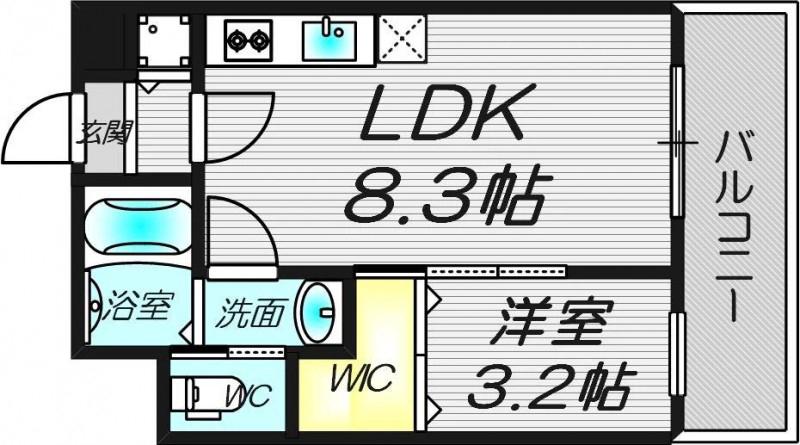 LEON新大阪(1LDK/8階)の間取り写真