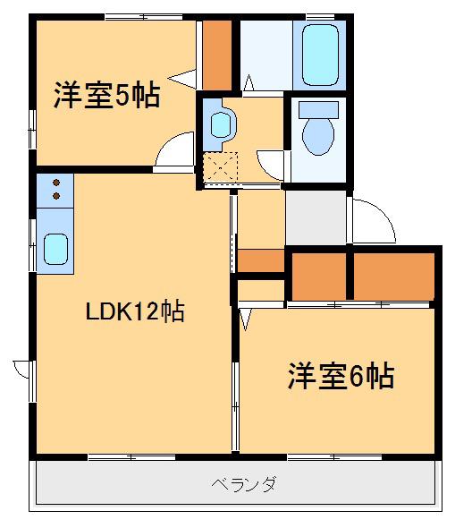 エスペランサ(2LDK/1階)の間取り写真