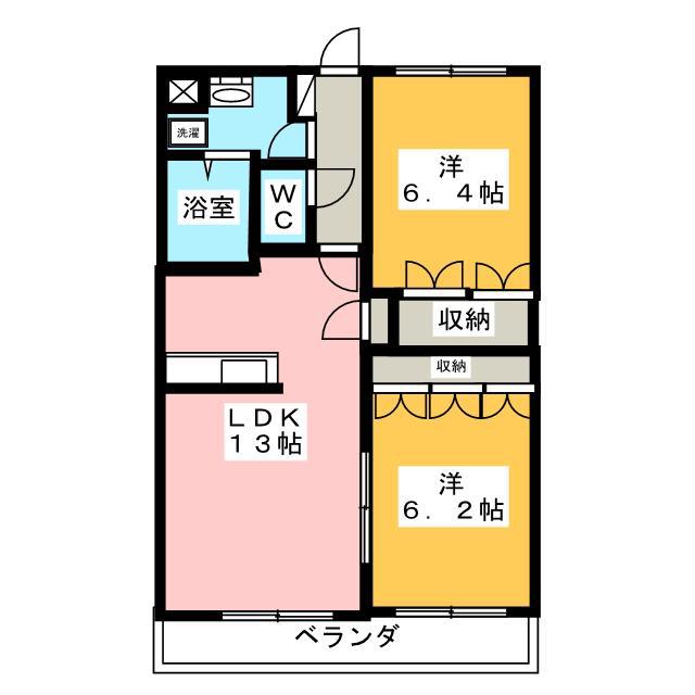 ローズガーデン長塚I(2LDK/1階)の間取り写真