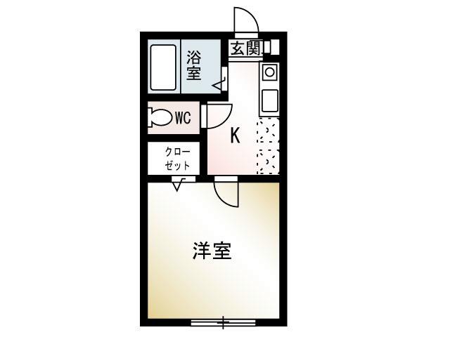 シェル湘南(1K/2階)の間取り写真