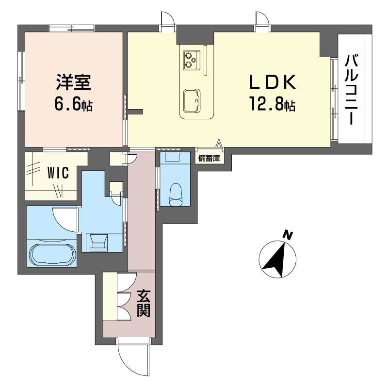 カーサ ワイエス(1LDK/2階)の間取り写真