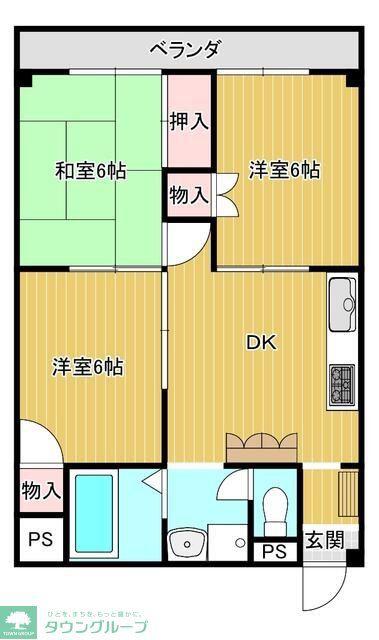 田園キャッスル(3DK/1階)の間取り写真