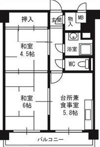 豊平市街地(2DK/7階)の間取り写真