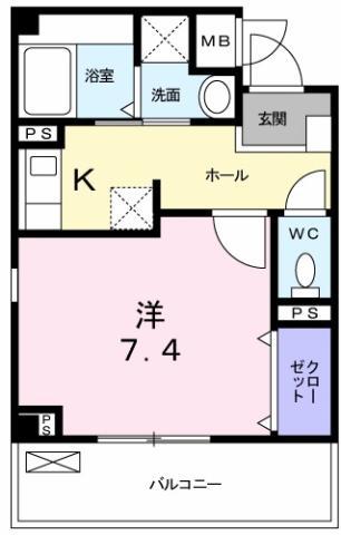 ウェザリア(1K/4階)の間取り写真