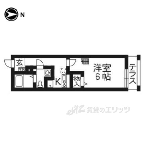 CASTLE SHINRAKU(1K/1階)の間取り写真