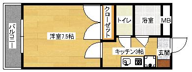 ラシェール51(1K/6階)の間取り写真