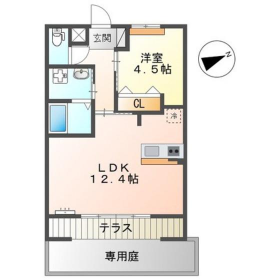 ウィステリアII番館(1LDK/1階)の間取り写真