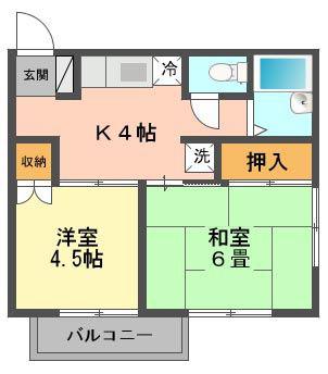 第2杉浦ハイツ(2K/2階)の間取り写真