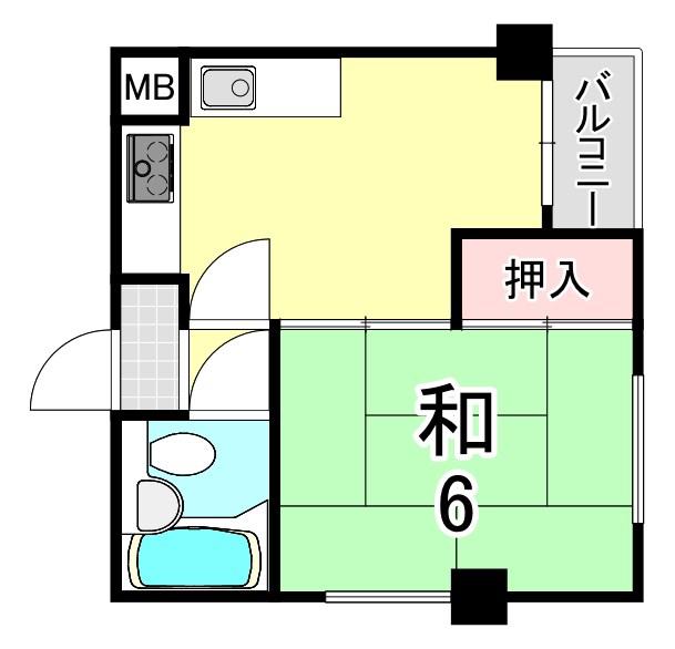 アバンテ尼崎西(1DK/2階)の間取り写真