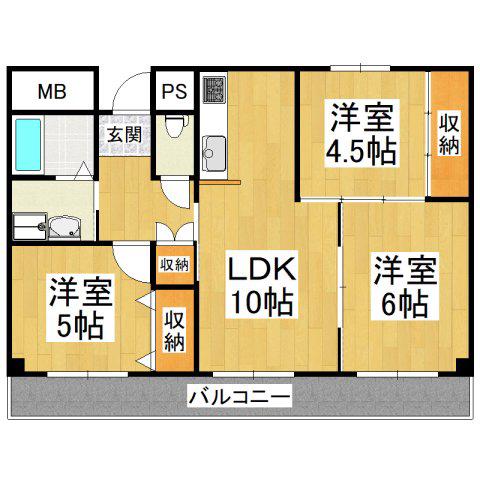 アルデール優貴(3LDK/6階)の間取り写真