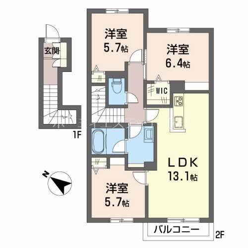 シャーメゾンクレーネ(3LDK/2階)の間取り写真