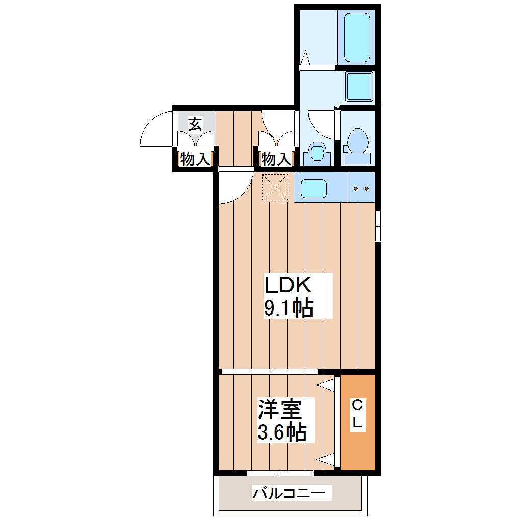 ラフィーノ北仙台(1LDK/1階)の間取り写真