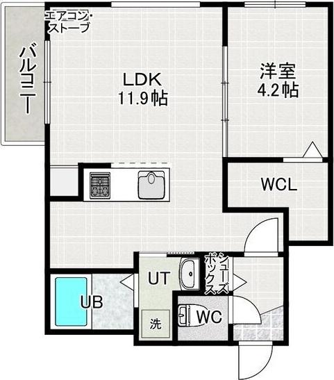 GRAND東札幌(1LDK/4階)の間取り写真