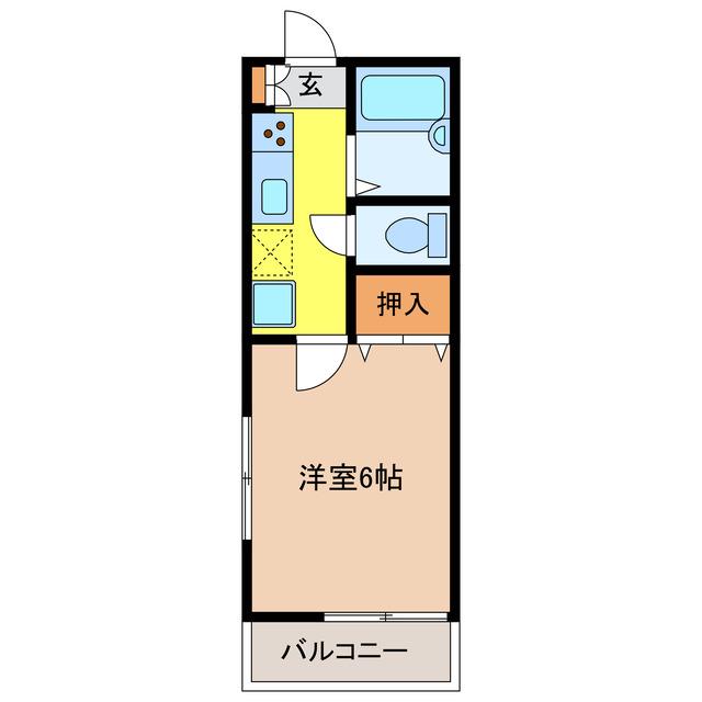 カサグランデ宇部(1K/2階)の間取り写真