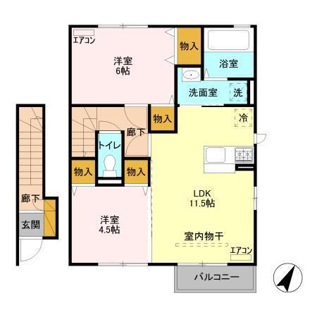 アンジュ(2LDK/2階)の間取り写真