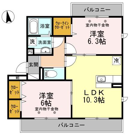 FRAMBOISE フランボワーズ(2LDK/3階)の間取り写真
