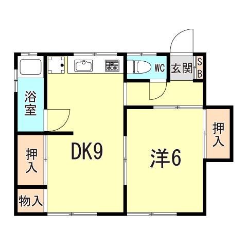 佐伯文化(2DK/2階)の間取り写真