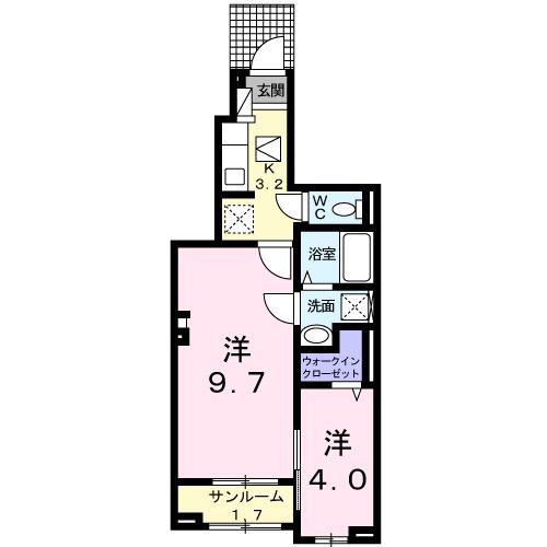 シャルマン櫻街Ⅵ 梓館(2K/1階)の間取り写真