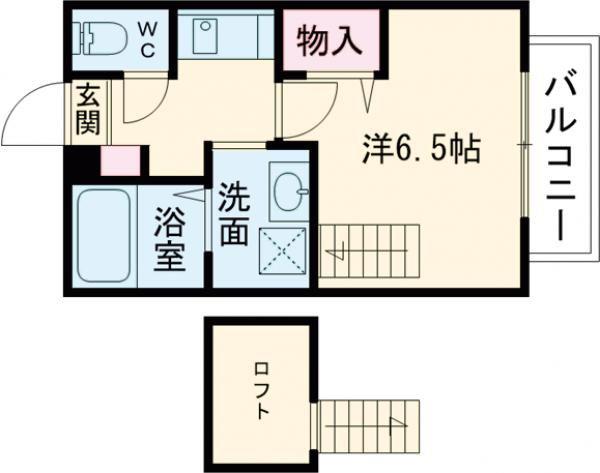 セジュールZENZO B棟(1K/2階)の間取り写真