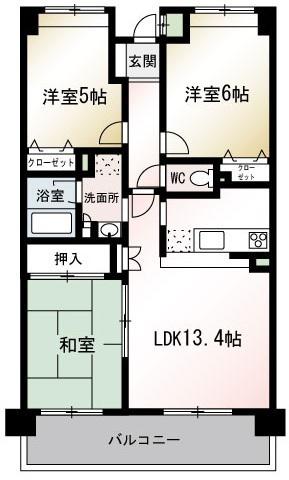 アンジェリーク(3LDK/4階)の間取り写真