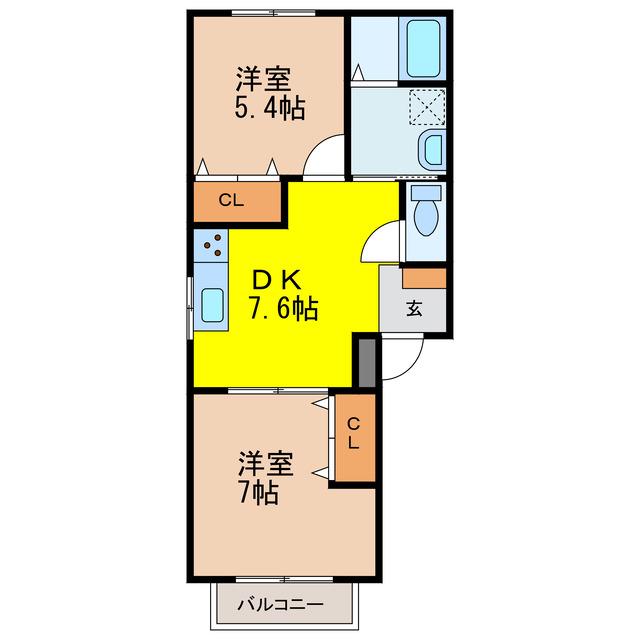 パークサイド神園(2DK/3階)の間取り写真