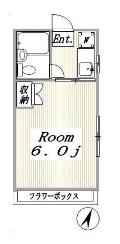 コーポロロ(1K/2階)の間取り写真