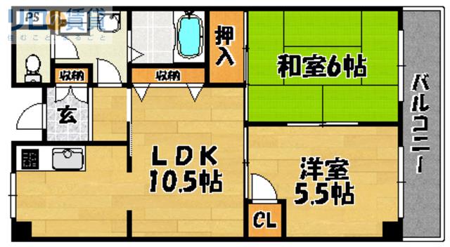 アローウィング・栄光(2LDK/4階)の間取り写真