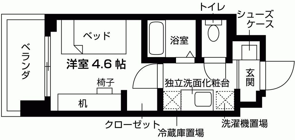 キャンパスヴィレッジ京都伏見(ワンルーム/4階)の間取り写真