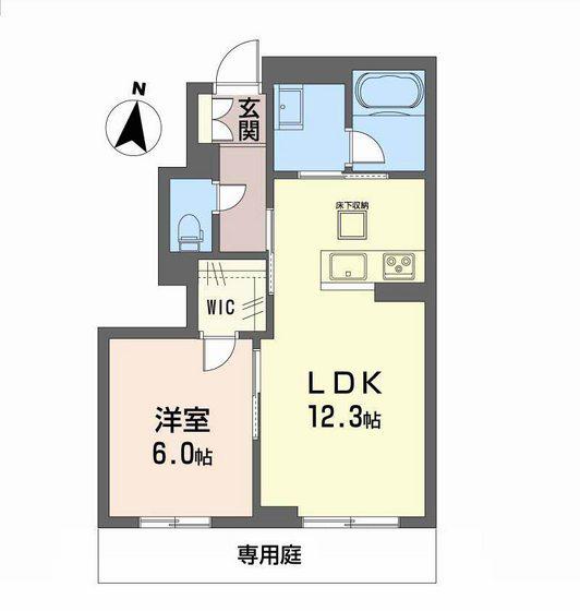 トレスセドロ新保(1LDK/1階)の間取り写真