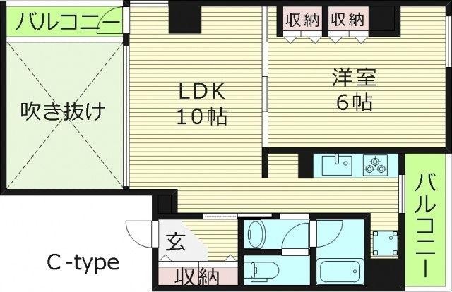 プロシート桜之宮(1LDK/7階)の間取り写真
