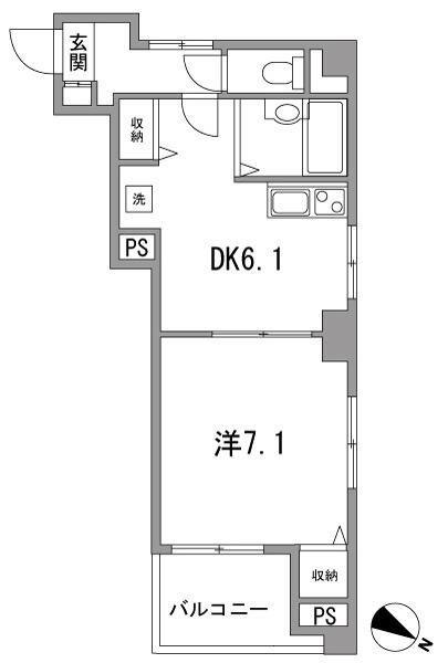 コンフォート築地(1DK/3階)の間取り写真