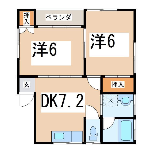 メゾンプチ2(2DK/2階)の間取り写真