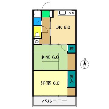 ハイツ杉村(2DK/3階)の間取り写真