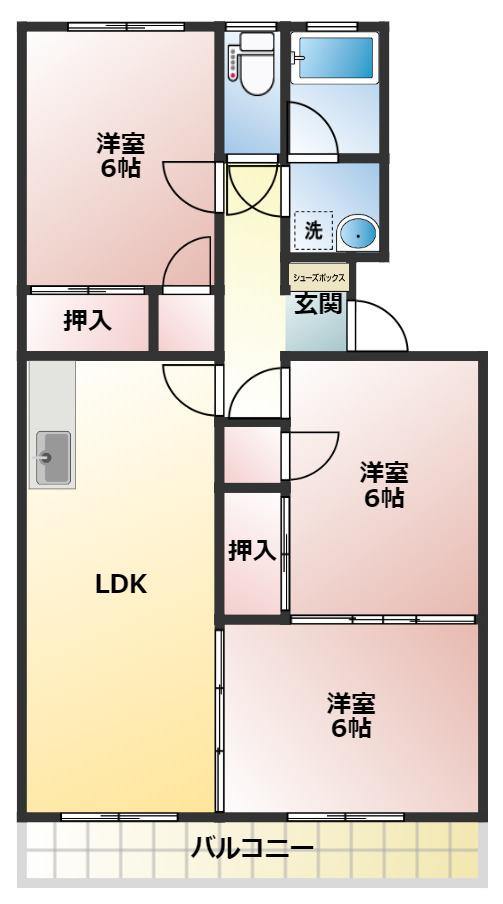 第2のなかコーポ(3LDK/1階)の間取り写真