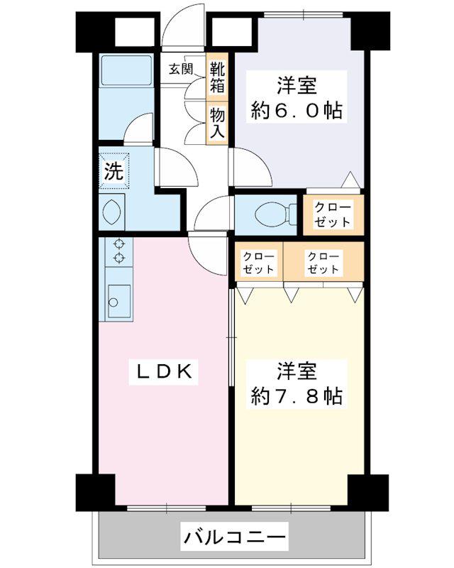 ノースグローリーSR(2LDK/3階)の間取り写真