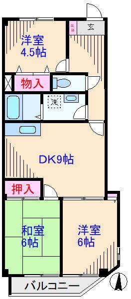 グランドール多摩川(3DK/1階)の間取り写真