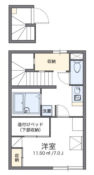 ミノール(1K/2階)の間取り写真