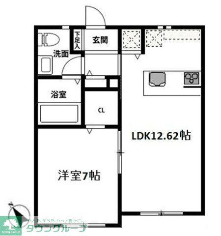 アウリイII(1LDK/1階)の間取り写真