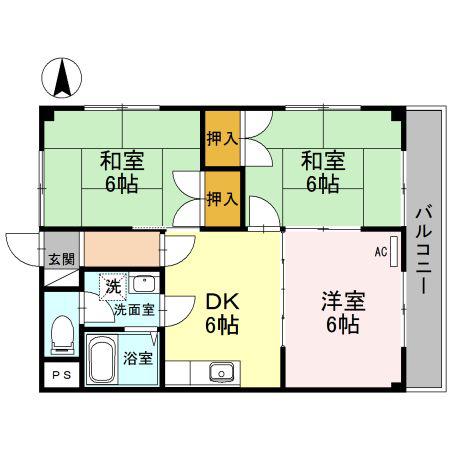 大幸マンション(3DK/1階)の間取り写真