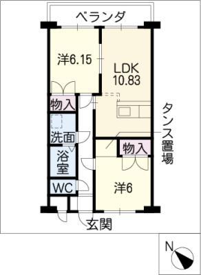 リバティ(2LDK/2階)の間取り写真