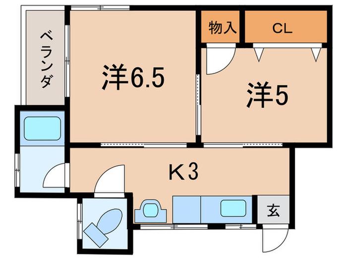 井上ハイツ(2K/2階)の間取り写真