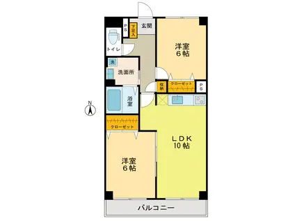 ソリドール立川(2LDK/3階)の間取り写真