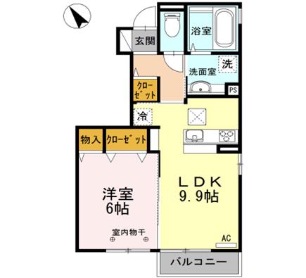 セジュール上徳間 C棟(1LDK/1階)の間取り写真