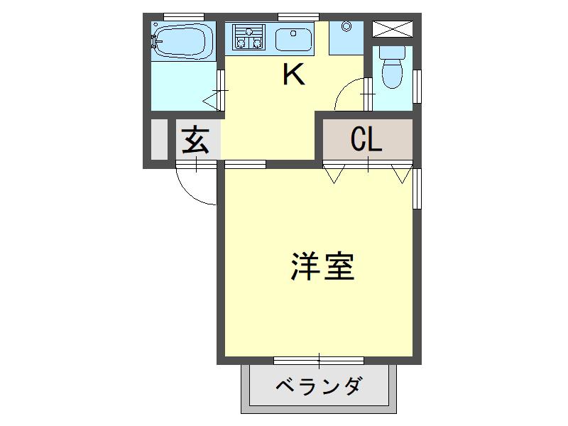 グリーンヒュッテ土山(1K/2階)の間取り写真