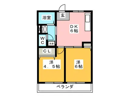 バンブーアイランド(2DK/2階)の間取り写真