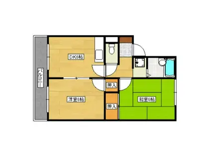 ロイヤルハウス西霞(2DK/2階)の間取り写真