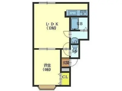 パークサイドA(1LDK/1階)の間取り写真