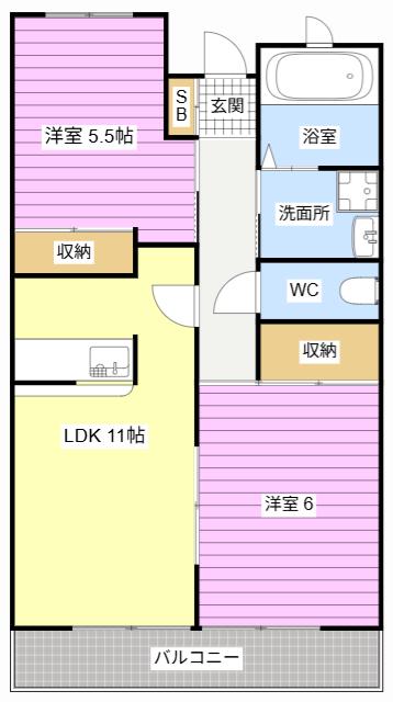 レジデンス浪漫(2LDK/2階)の間取り写真