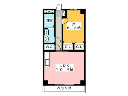 サンセールウエスト(1LDK/3階)の間取り写真