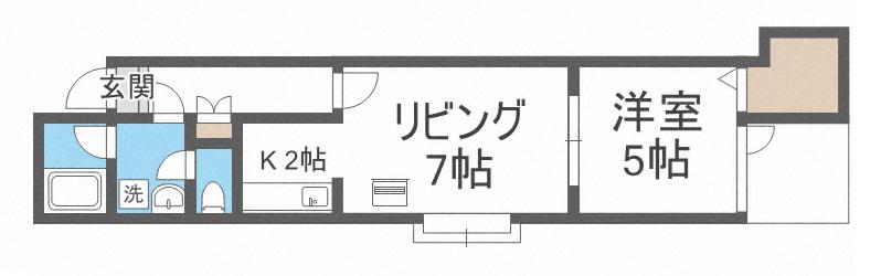 フロルドゥコルザ(1LDK/2階)の間取り写真